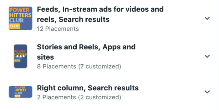Meta-advertising placement group